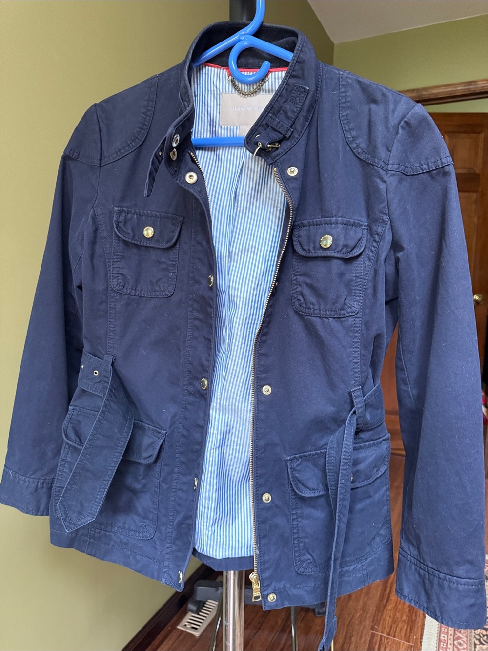 Banana Republic Navy Utility Jacket with Belt
